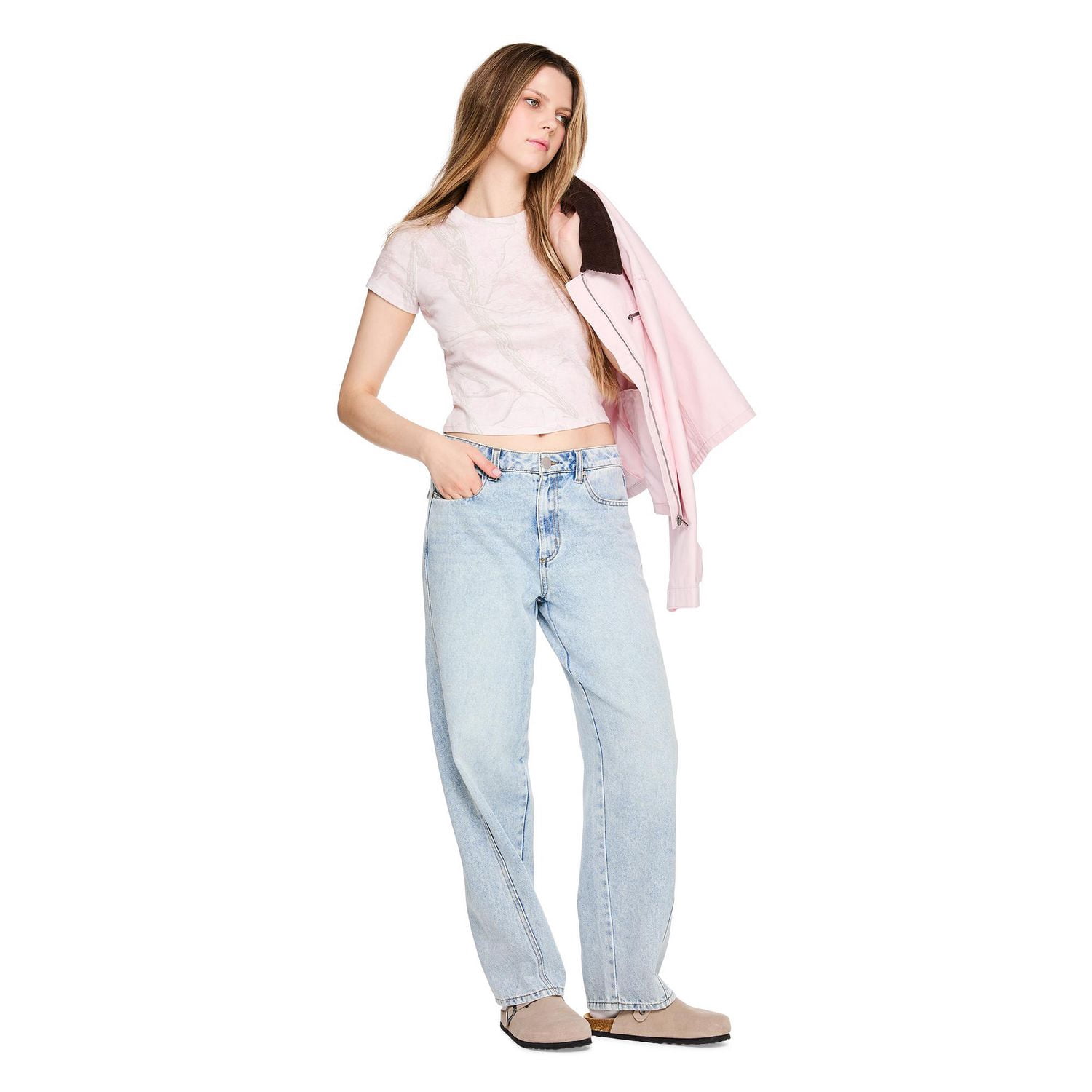 Jean coupe baril à coutures apparentes No Boundaries pour femmes