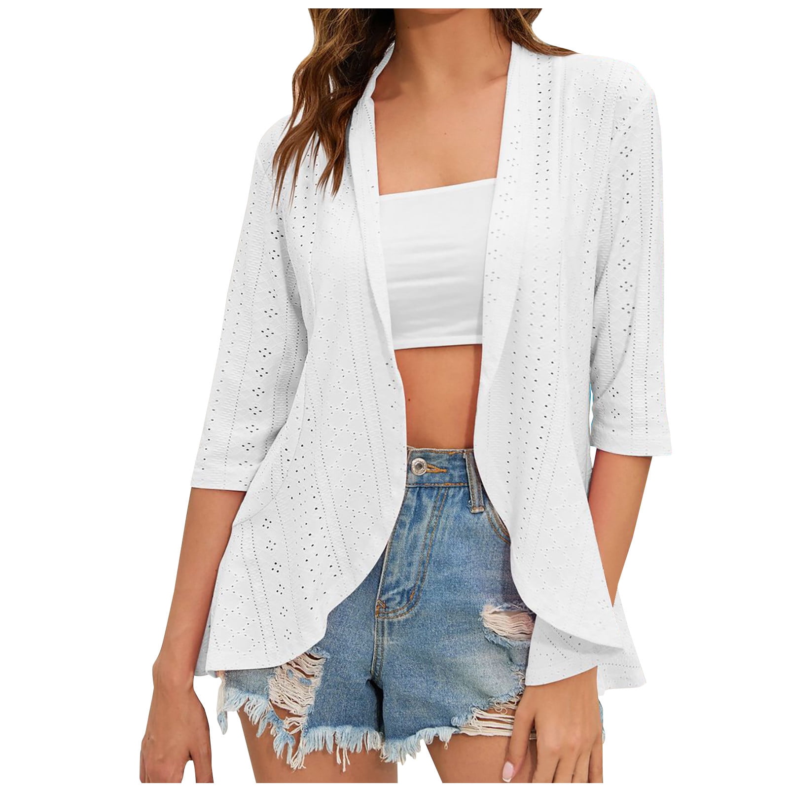 Birdeem Womens Fashion Casual Spring and Summer Solid Color Half Sleeve Cardigan