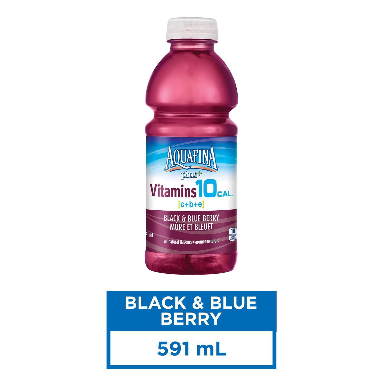 Aquafina Plus+ Vitamins Black and Blue Berry Vitamin Enhanced Water 591mL, Bottle