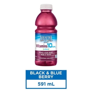 Aquafina Plus+ Vitamins Black and Blue Berry Vitamin Enhanced Water 591mL, Bottle