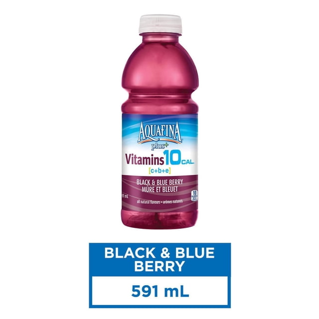 Aquafina Plus+ Vitamins Black and Blue Berry Vitamin Enhanced Water 591mL, Bottle
