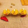 thumbnail image 3 of Transemion Candle Holder Candlestick Ghee Lamp Menorah Meditation for Study Restaurant Gold 16×5×3cm 1Set, 3 of 6