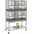 thumbnail image 1 of PawHut 61" Large Double Rolling Metal Bird Cage Bird House Grey, 1 of 9