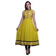thumbnail image 1 of Bimba Robe Anarkali Aquarelle Jaune pour Femmes Kurti Imprimé Ethnique Indien Longue Kurta Robe de Soirée X-Small, 1 of 6