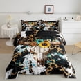 thumbnail image 1 of Erosebridal Rustic Skeleton Comforter Sets Queen Size, Western Animal Comforters & Duvets, Leopard Print Decor, Reversible 3pcs, 1 of 8