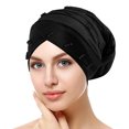 thumbnail image 1 of Womens Large Elastic Solid Color Comfortable Flat Hat Pearl Cap Nail Bead Pile Cap, 1 of 3