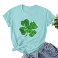 thumbnail image 2 of Besolor T-Shirts de la Saint-Patrick pour Femmes, Col Rond, Manches Courtes, T-Shirts Basiques, T-Shirts Graphiques Shamrock, Hauts de Festival, 2 of 3