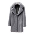 thumbnail image 4 of Ladies Casual Fashion Solid Color Faux Plush Warm Jacket Coat, 4 of 5