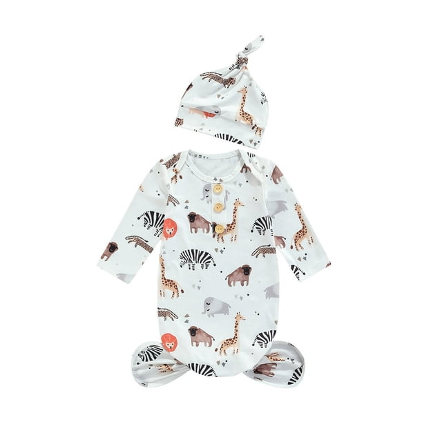 MesaSe Kids Cartoon Patterns Print Neck Long Sleeve Sleepwear Cap