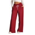 thumbnail image 1 of Pants for Women, Womens Fashionable Striped Printed Drawstring Wide Leg Pants, 1 of 4