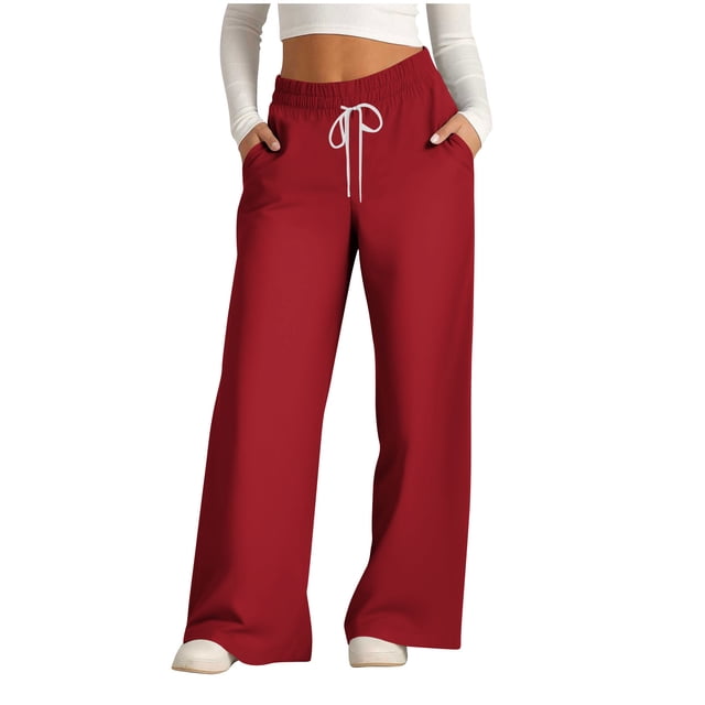 Pants for Women, Womens Fashionable Striped Printed Drawstring Wide Leg Pants