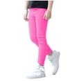 thumbnail image 1 of GDREDA Girls' Basic Solid Full Length Cotton Soft Leggings (Hot Pink,2-3 Years), 1 of 6