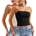 thumbnail image 1 of ZACPNCV 2PC Women's Shapewear Tube Tops Strapless Ruched Built-in Shelf Bra Casual Beige S, 1 of 8