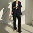 thumbnail image 2 of Timegard 2 Piece Suits Set for Women Button V Neck Open Front Jackets Business Office Wide Leg Pant Blazer Outfits, 2 of 6