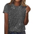 thumbnail image 1 of Amzcrzy Hauts pour Femmes T-Shirts Décontractés à Manches Courtes Hauts d'Été Mode Col Rond Hauts à Sequins pour Femmes Confort Polyvalent Hauts de Sortie Blouses, 1 of 4