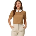 thumbnail image 1 of INSPIRE CHIC Women's Peter Pan Collar Puff Short Sleeve Tops, 1 of 5