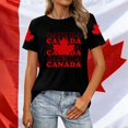 thumbnail image 2 of Fgnfyis T-Shirts Graphiques pour Femmes pour l'Été, Tenue Décontractée, Confortable, Manches Courtes, Col Rond, Tee avec Imprimé Patriotique de la Fête du Canada, T-Shirts pour Femmes, Noir, P, 2 of 4