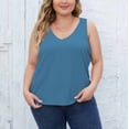 thumbnail image 2 of Timegard Womens Plus Size Tank Tops Ribbed V-Neck Comfy Casual Loose Shirt Top Basic Tee Blouse Undershirts, 2 of 7