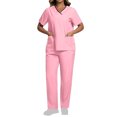 thumbnail image 1 of V Neck Scrubs for Women Set Scrubs Top Drawstring Straight Pants 4 Way Stretch Medical Nursing Uniforms Matching Sets, 1 of 6