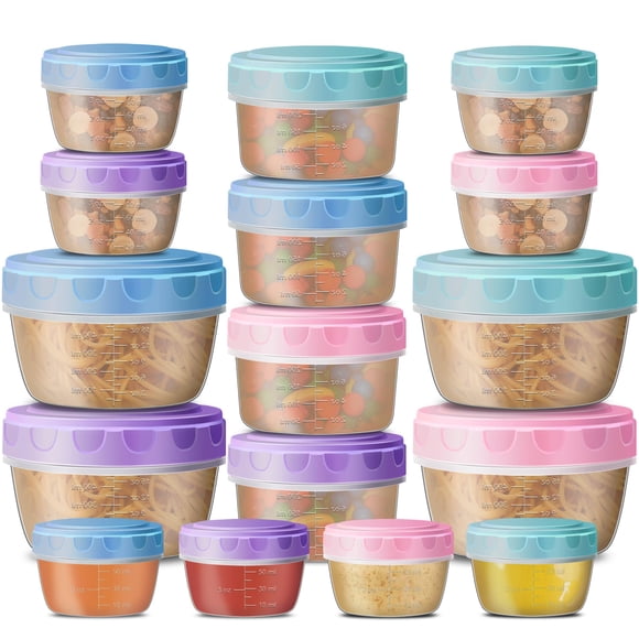32-Piece Meal Prep Containers With Lids, 4-Size Food Storage Containers (540ml, 300ml, 150ml, 60ml), Take Out Deli Containers, BPA Free Lunch Box, Microwave, Oven, Freezer and Dishwasher