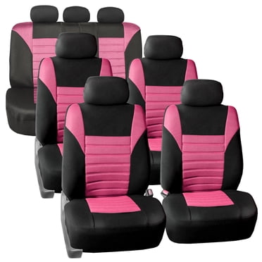 FH Group Car Seat Covers Full Set Pink 3D Air Mesh Universal Fit Airbag Compatible Split Bench Rear Washable for SUV Sedan