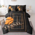 thumbnail image 1 of Ensemble de couette thème 7 pièces YST Sports, reine, tennis, noir orange, 1 of 4