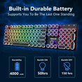 thumbnail image 4 of Redragon Clavier de Machine à Écrire Sans Fil, Clavier de Jeu Mécanique, Bluetooth/2,4 GHz/fil, Rétroéclairage DEL RVB, Rechargeable, Commutateur Bleu - Clic, Panneau en Métal Solide, Touches Rondes, Noir, 4 of 7