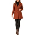 thumbnail image 2 of INSPIRE CHIC Manteau pour Femme Couleur Unie Revers Cranté Simple Boutonnage Caban d'Hiver Rouge Brique TG, 2 of 6