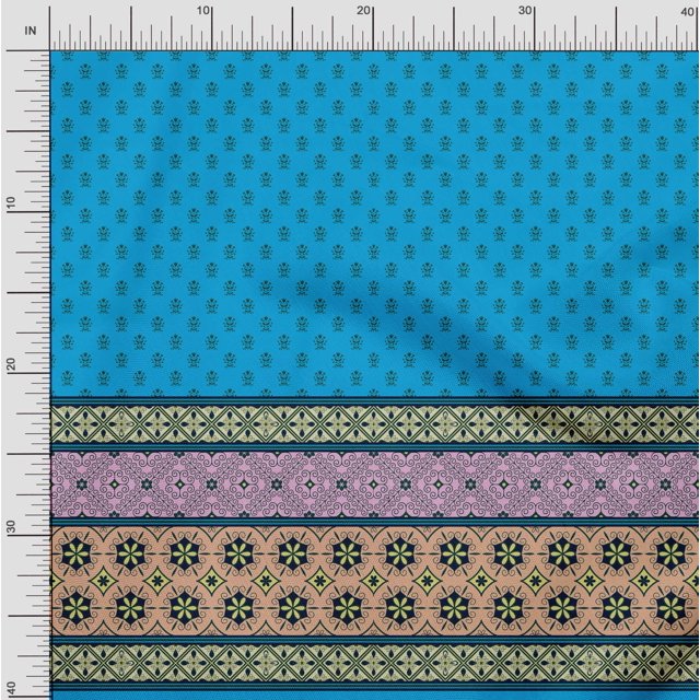 Soimoi Tissu Viscose Georgette Tourbillon, Feuilles & Panneau Floral Tissu au Mètre 42 Pouces de Large