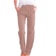 thumbnail image 1 of Timegard Cotton Linen Pants for Women Elastic Waisted Drawstring Straight Leg Lounge Pants with Pockets, 1 of 6