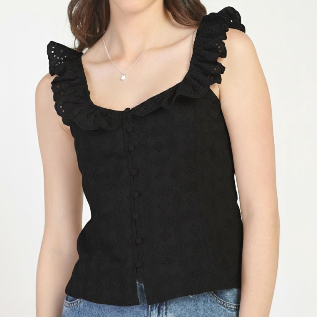 Bloom Girl, Button Front Eyelet Tank, Sizes XS-XL