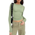 thumbnail image 1 of ORUYROP Womens Long Sleeve Fall Fashion 2023 Crop Tops Basic Layering Workout Slim Fitted T Shirts Y2K Tops, 1 of 5