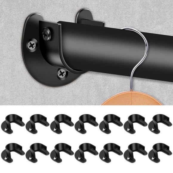 EIGTHTAIL 14Pcs Closet Rod Bracket Heavy Duty Closet Rod Holders Closet Rod Support Stainless Steel Closet Pole Socket for 1 Inch Rods Metal Wardrobe Brackets Rod Holder
