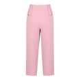 thumbnail image 3 of Annhoo Summer Pants for Women Cotton Linen Drawstring Elastic Waisted Loose Wide Leg Casual Trousers with Pockets, 3 of 6