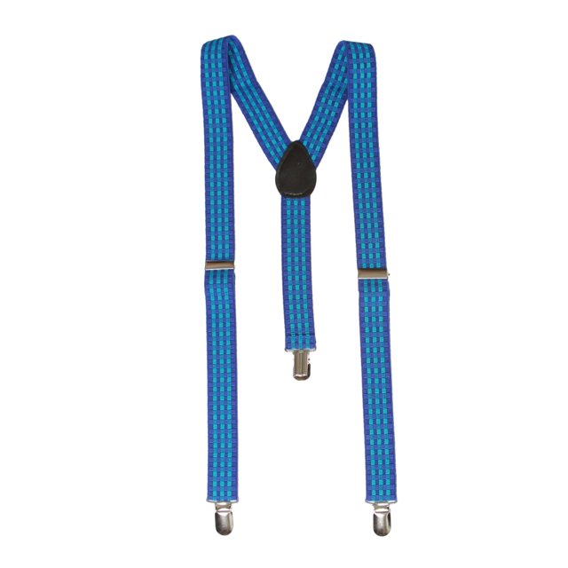 Blue Gridlock 3 Clip Stretchable Suspenders 2 pack