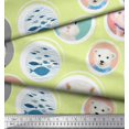 thumbnail image 2 of Soimoi Crepe Silk Fabric Circle,Fish & Cute Animals Patchwork Fabric Prints by Yard 42 Inch Wide, 2 of 3