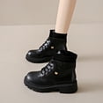 thumbnail image 2 of Womens Winter Boots Ankle Boots Printed Round Toe Lace-Up Front Low Heel Ankle Boots, 2 of 9