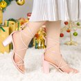 thumbnail image 2 of BLISSFUL STEP Women's Open Toe Strappy Lace Up Block Heel Sandals, 2 of 7