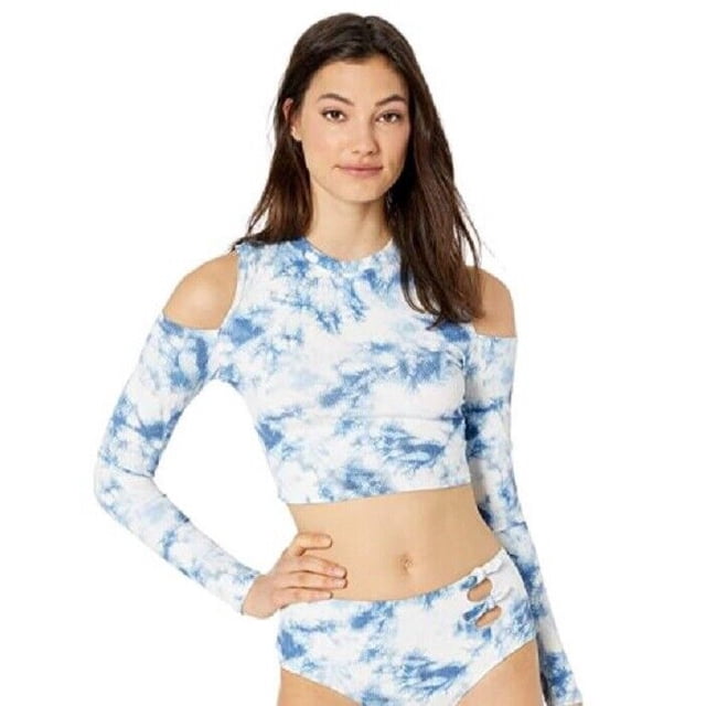BODY GLOVE 39498742 Maddie Tie Dye Rashguard Top Cloud Blue Rib