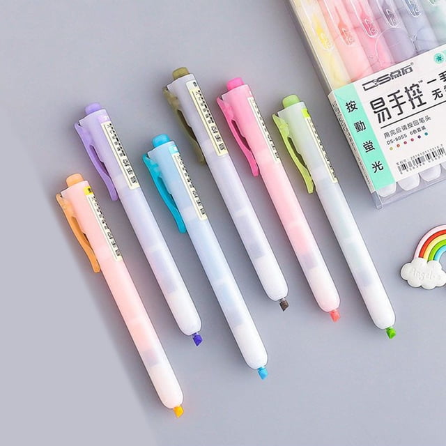 Boovnll Beautiful And Lovely Highlighter Mild Variety Of Colors, With Soft Tip, Non-permeating Color Quick Drying Easy To Hold, 6 Sets,90ml