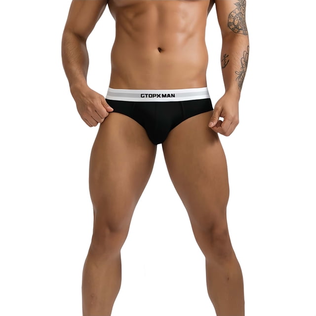GTOPXMAN Men's Underwear Low Rise Briefs, 3-Pack, Size M, Black