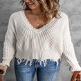 thumbnail image 3 of Mode des Femmes Bloc de Couleur Pull Manches Longues Creux Pompons en Détresse Pull, 3 of 5