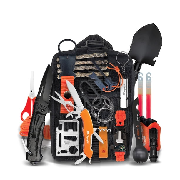 Olympia Survival Kit, 21 Piece. Includes Nylon Bag, Knife, Shovel