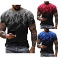 thumbnail image 1 of 3D Flame Print Gradient Color Men T-shirt Quick Drying Short Sleeve O-neck Tee Shirt Pullover Top, 1 of 8