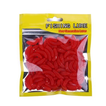 stanreset 50 Pcs/sac 2cm Insectes du Pain Souples Bioniques Larves Truite Leurres Perche à Main en Plastique Appât Leurres de Pêche Artificiels
