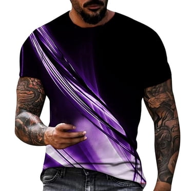 Ketyyh-chn99 Men's Dress Shirts Solid Color Short Sleeve Tee Men's T Shirt Short Sleeve Crewneck Tee Top Tshirts Regular Purple,S
