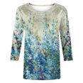 thumbnail image 4 of TIMIFIS Hauts pour Femmes Manches 3/4 Décontractés Coupe Ample Tuniques Col Rond T-shirt Automne, 4 of 4