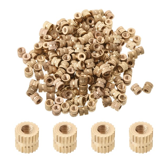 Wekity M3x5mm Female Thread Knurled Nuts,200PCS Hx5mm OD Brass Threaded Insert Embedment Nuts Hydraulic Welded Joint Injection Molding Assortment Kit for 3D Printing Injection Molding-0621