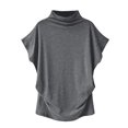 thumbnail image 1 of AMERTEER Blouse Décontractée en Coton à Manches Courtes et Col Roulé pour Femmes, Grande Taille, 1 of 4