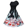 thumbnail image 3 of LOVZFMLL Robe Vintage de Noël pour Femme à Col Rond et Manches Courtes Noir TG, 3 of 8